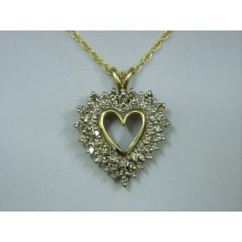 P662 ~ 10k Champagne Diamond Heart Pendant