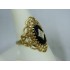 R296 ~ 14k Black Onyx & Diamond Filigree Ring