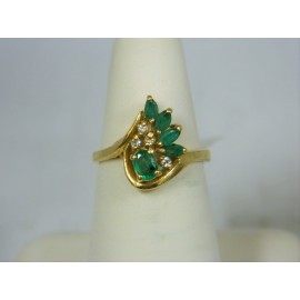 R327 ~ 14k Emerald & Diamond Ring