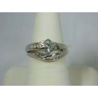 R418 ~ 14k Aquamarine & Diamond Ring