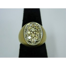 R718 ~ 14k Brushed Gold Diamond Ring
