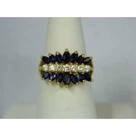 R755 ~ 14k Sapphire & Diamond Ring