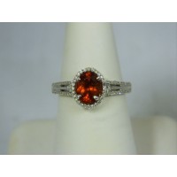 R829 ~ 14k Spessartite Garnet & Diamond Ring