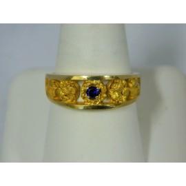 R948 ~ 14k Nugget & Sapphire Ring